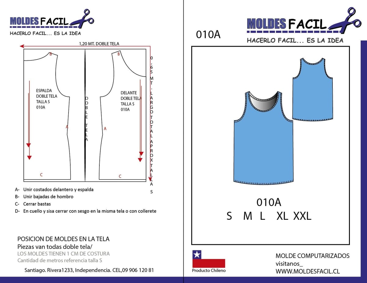 Patrón de costura POLERA MUSCULOSA Hombre — Moldes Fácil