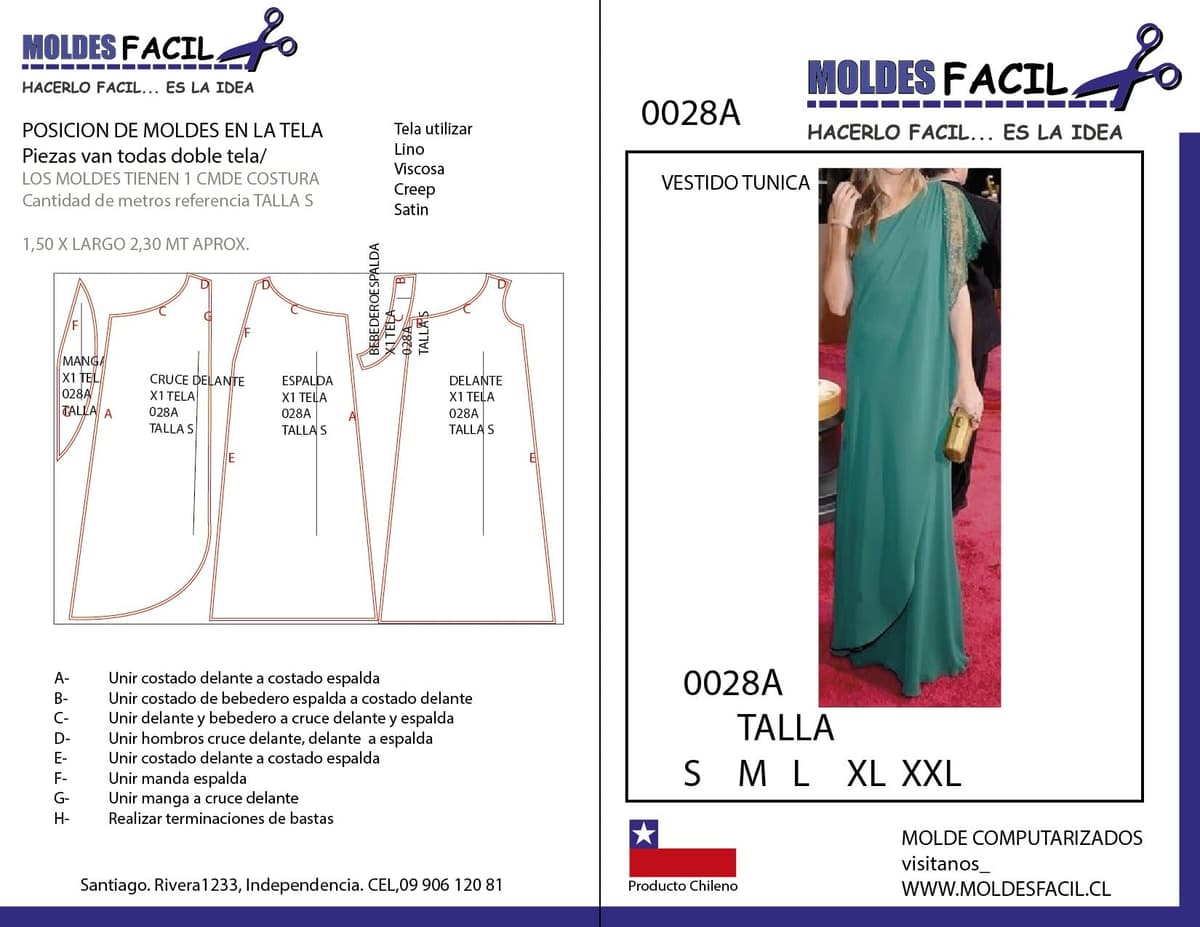 Patrón de costura Vestido túnica — Moldes Fácil