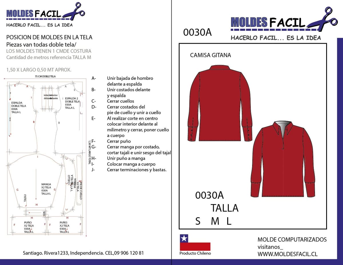 Patrón de costura CAMISA GITANA — Moldes Fácil