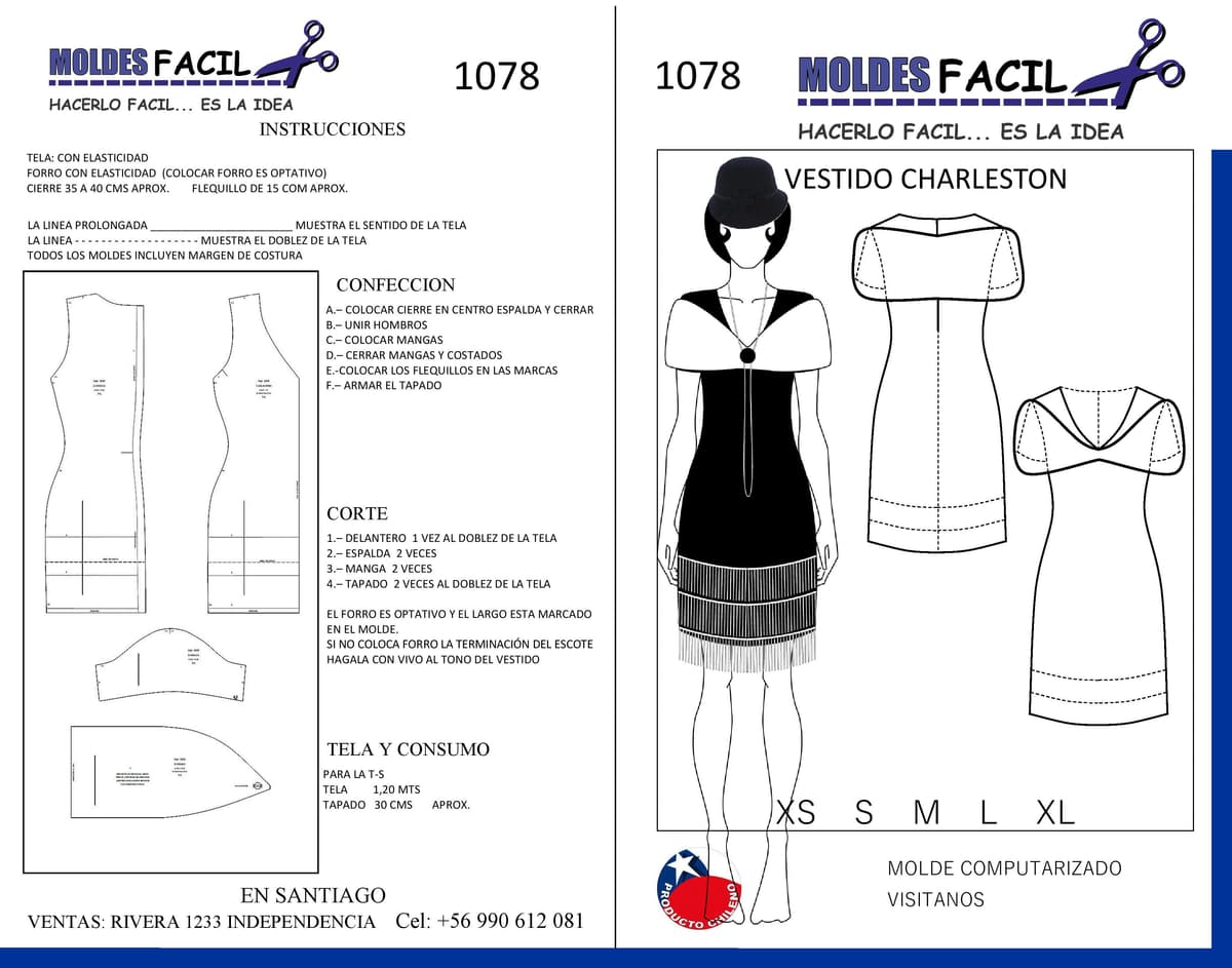 Patrón de costura Vestido de Charleston — Moldes Fácil