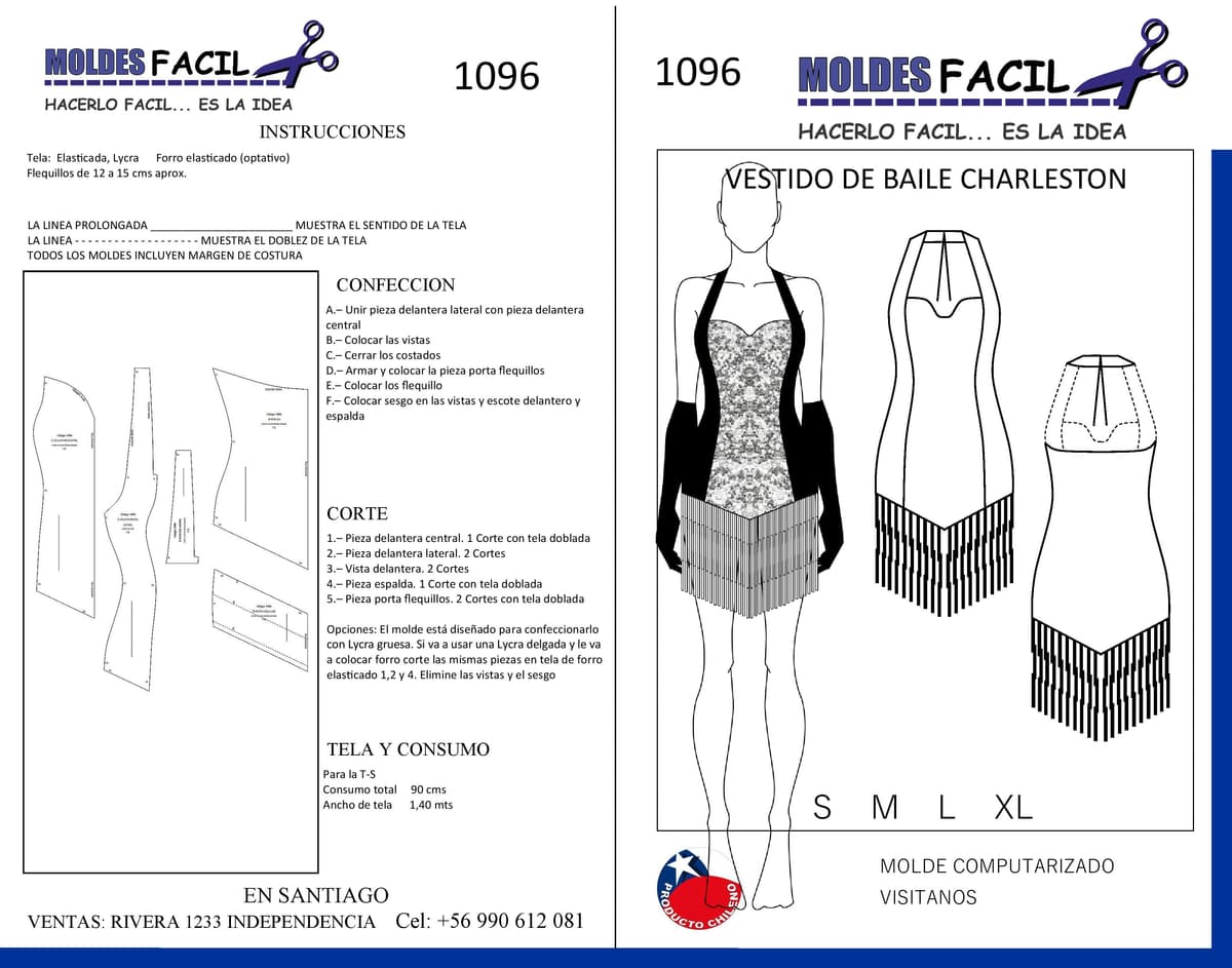 Patrón de costura Vestido de Baile Charleston — Moldes Fácil