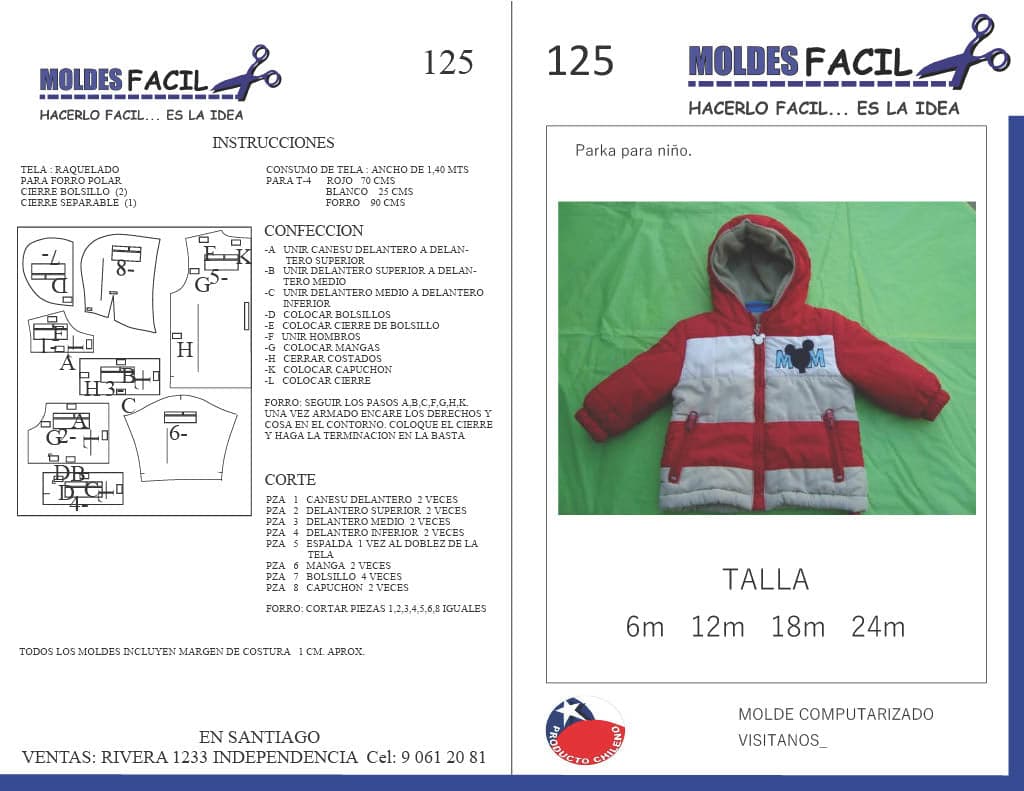 Patrón de costura Parka para niño — Moldes Fácil