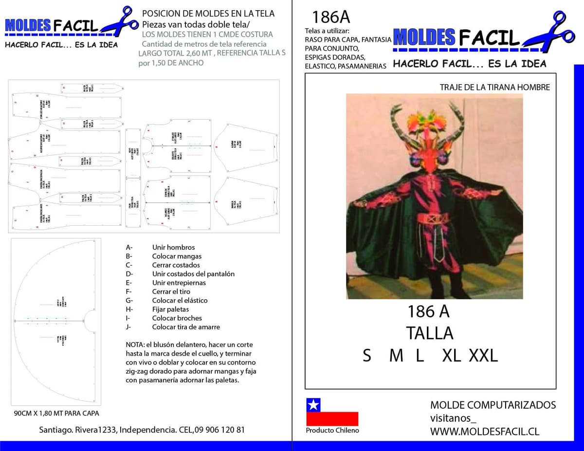 Patrón de costura Traje de la Tirana Hombre — Moldes Fácil