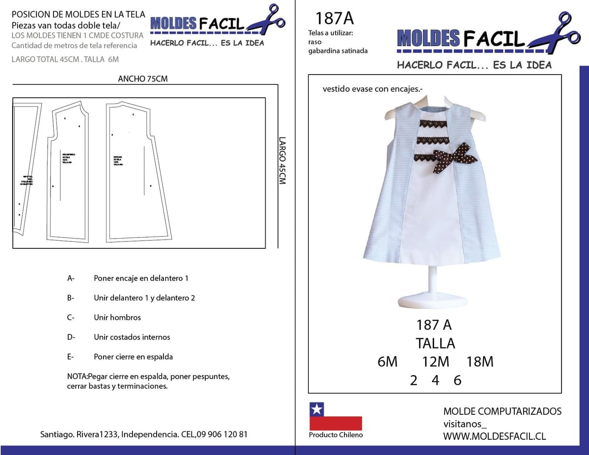 Patrón de costura Vestido evase con encaje — Moldes Fácil