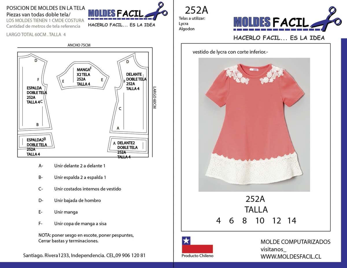 Patrón de costura Vestido de lycra con corte inferior — Moldes Fácil