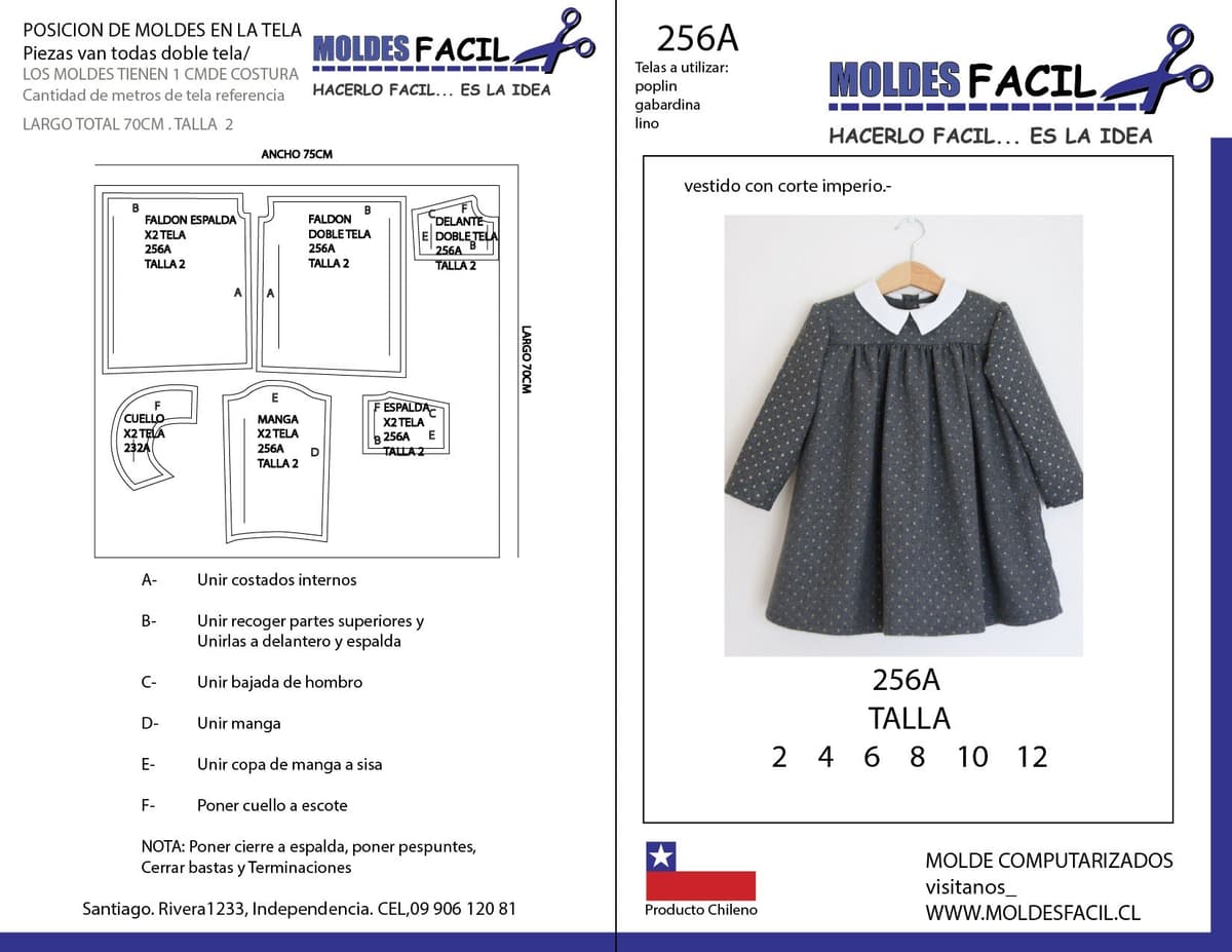 Patrón de costura Vestido con corte imperio — Moldes Fácil
