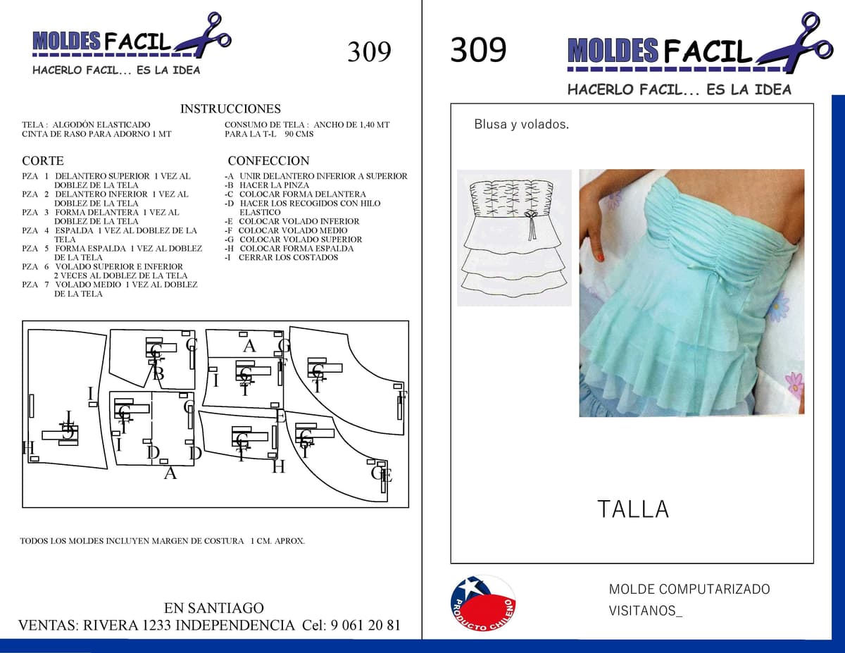 Patrón de costura BLUSA Y VOLADOS — Moldes Fácil