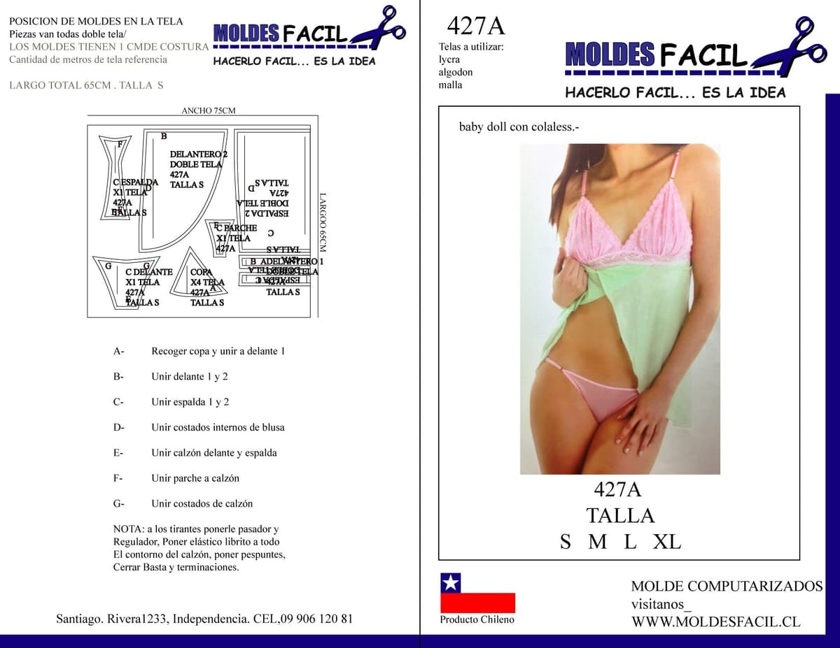 Patrón de costura Baby doll con colaless — Moldes Fácil