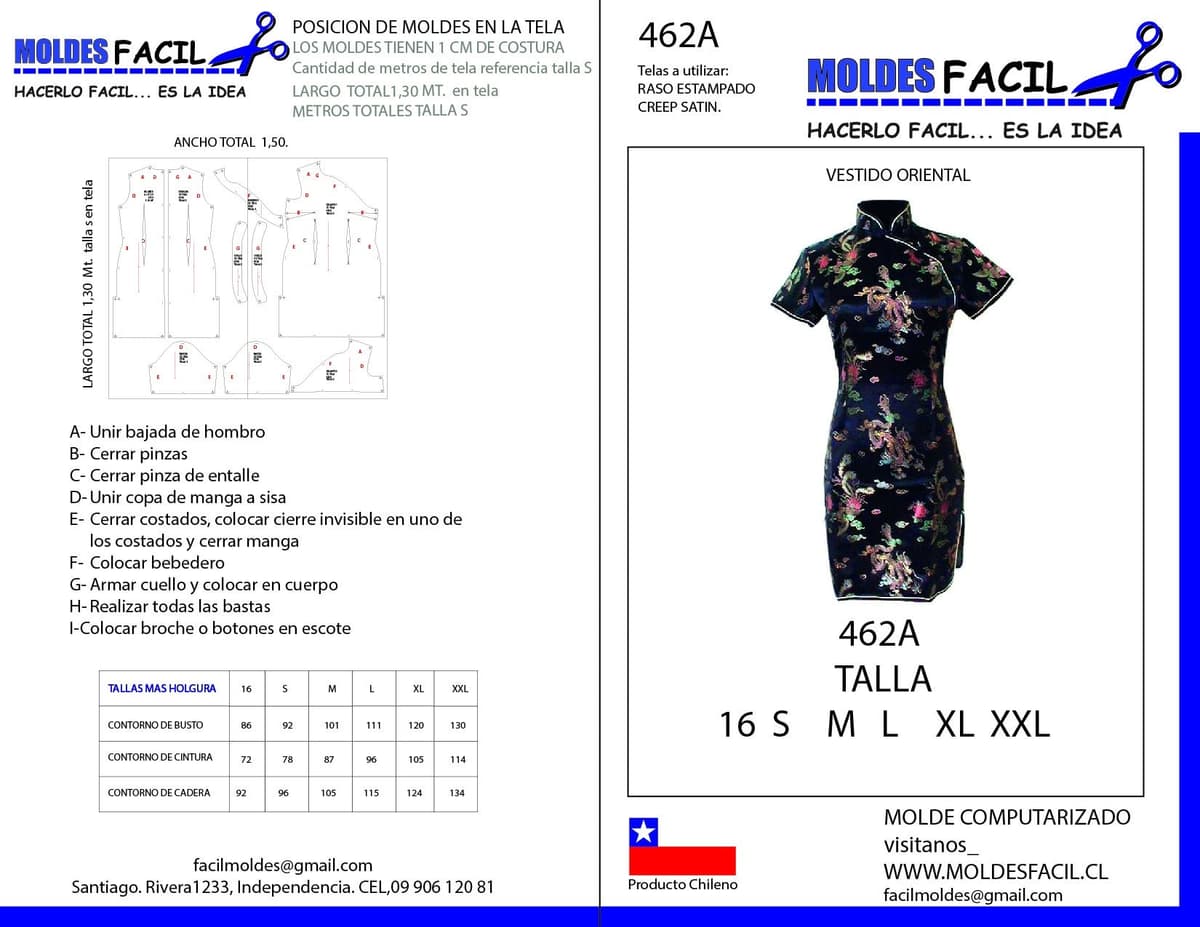 Patrón de costura Vestido Oriental — Moldes Fácil