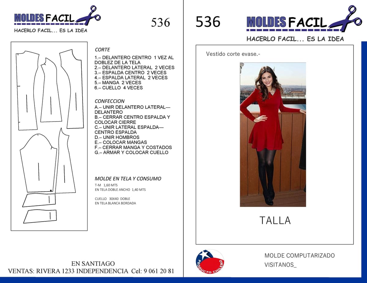 Patrón de costura Vestido Corte Evasé — Moldes Fácil