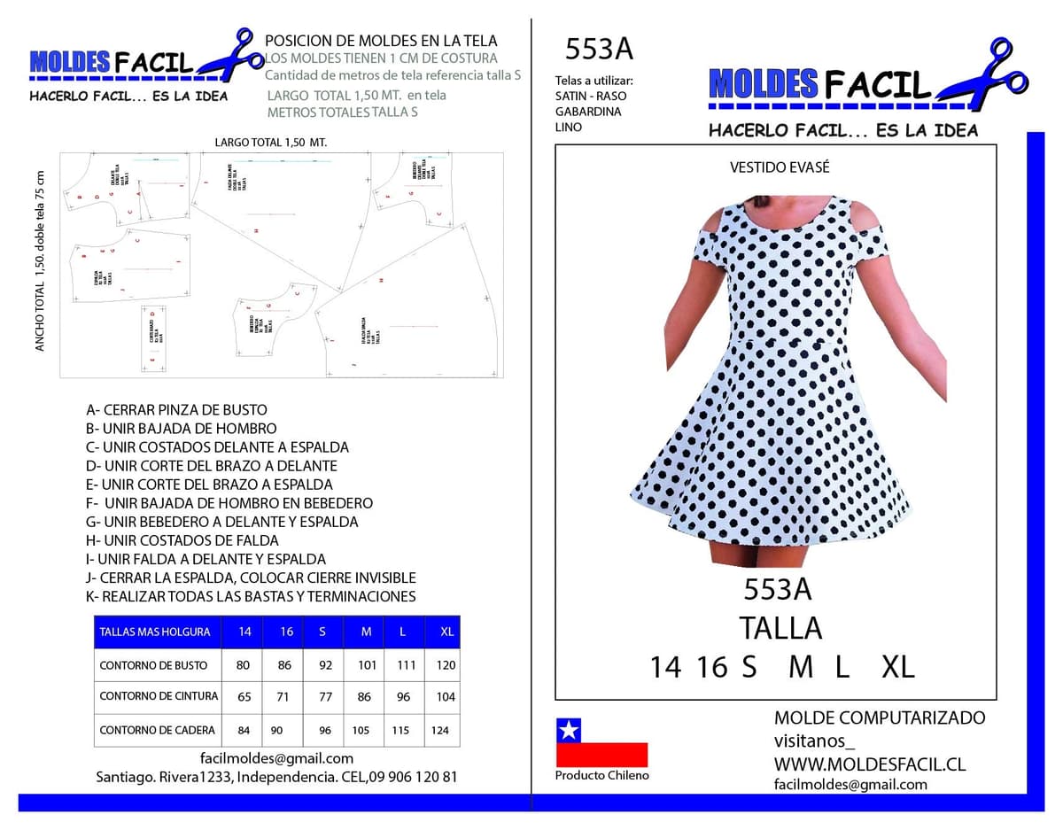 Patrón de costura Vestido Evasé — Moldes Fácil