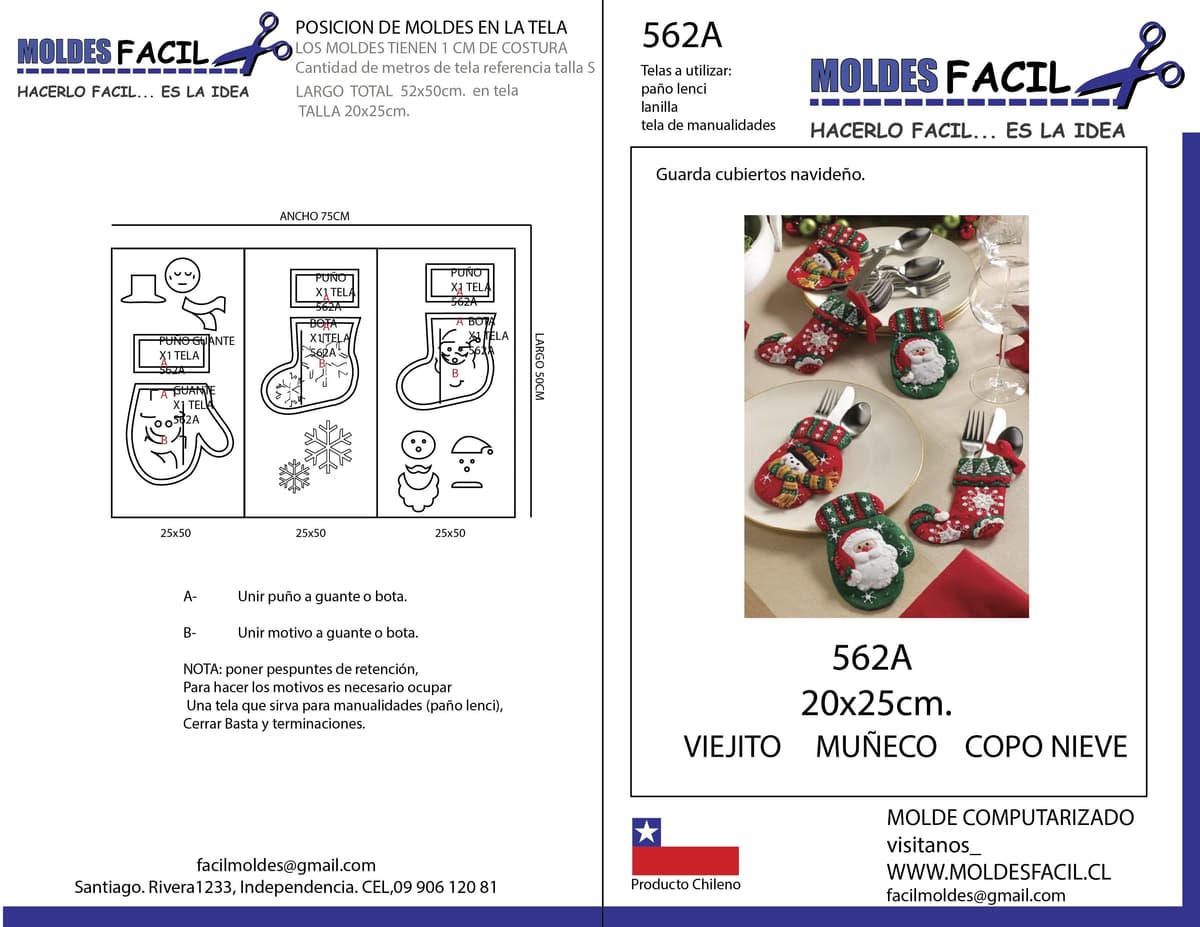 Patrón de costura Guarda Cubiertos navideños — Moldes Fácil