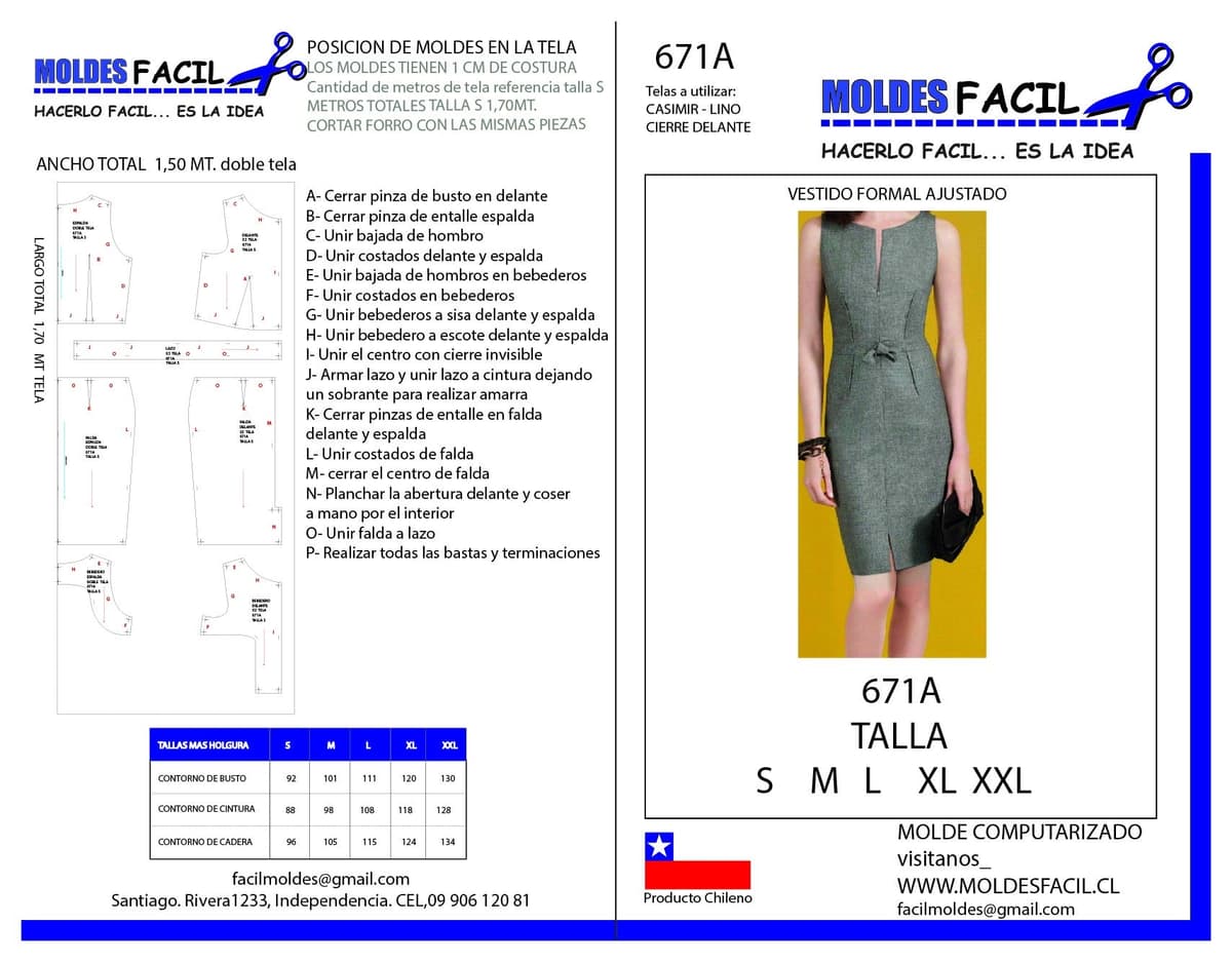 Patrón de costura Vestido Formal Ajustado — Moldes Fácil