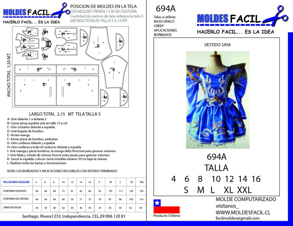Patrón de costura Vestido de Salla — Moldes Fácil