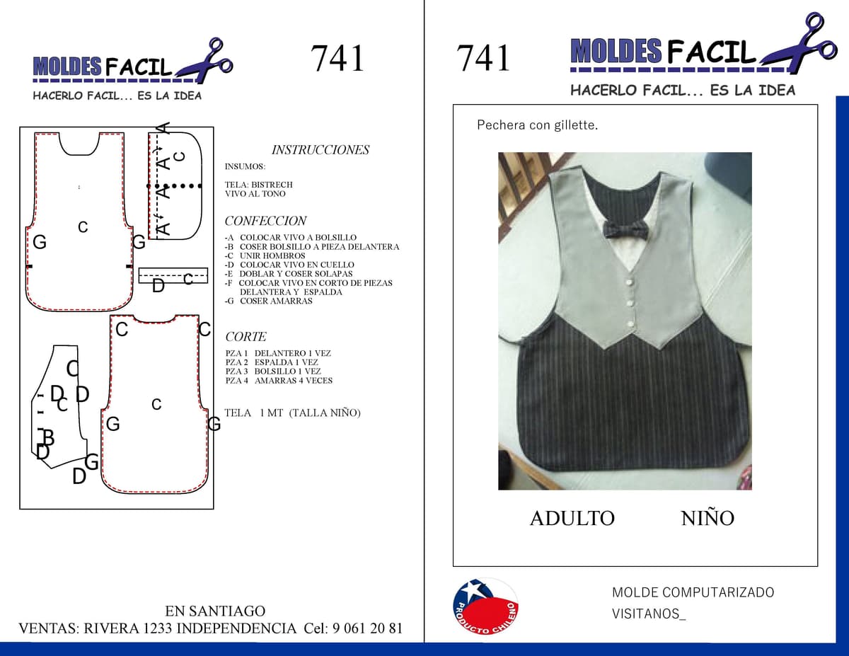 Patrón de costura Pechera con Guillet — Moldes Fácil
