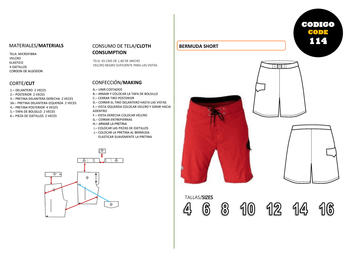 Patrón de costura Bermuda Short — Moldes Fácil