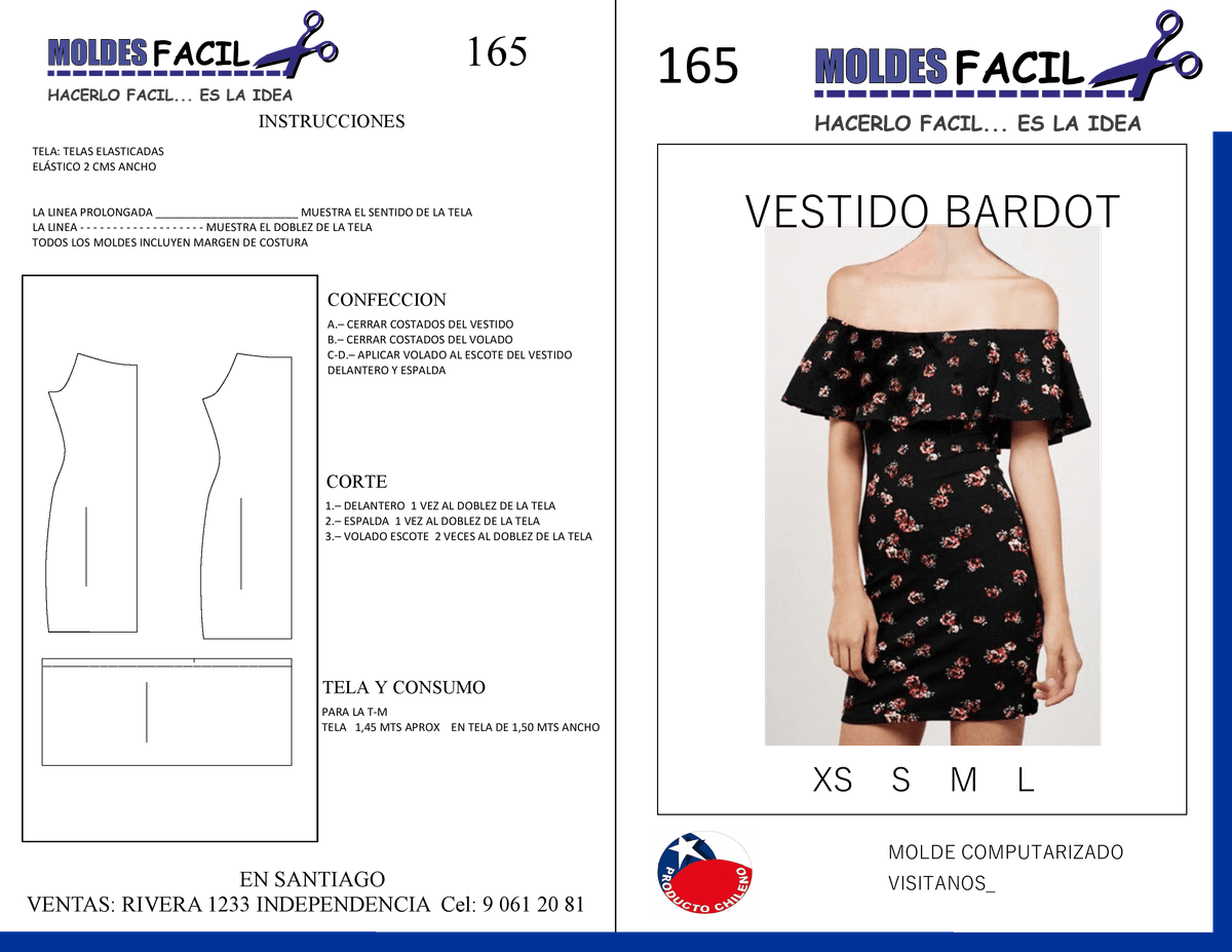 Patrón de costura Vestido Bardot — Moldes Fácil