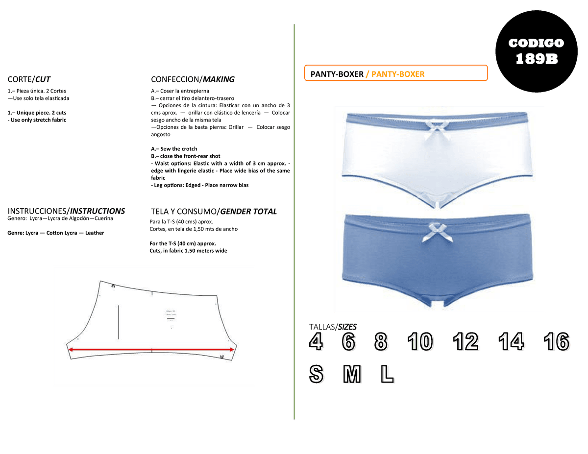 Patrón de costura Panty Boxer — Moldes Fácil