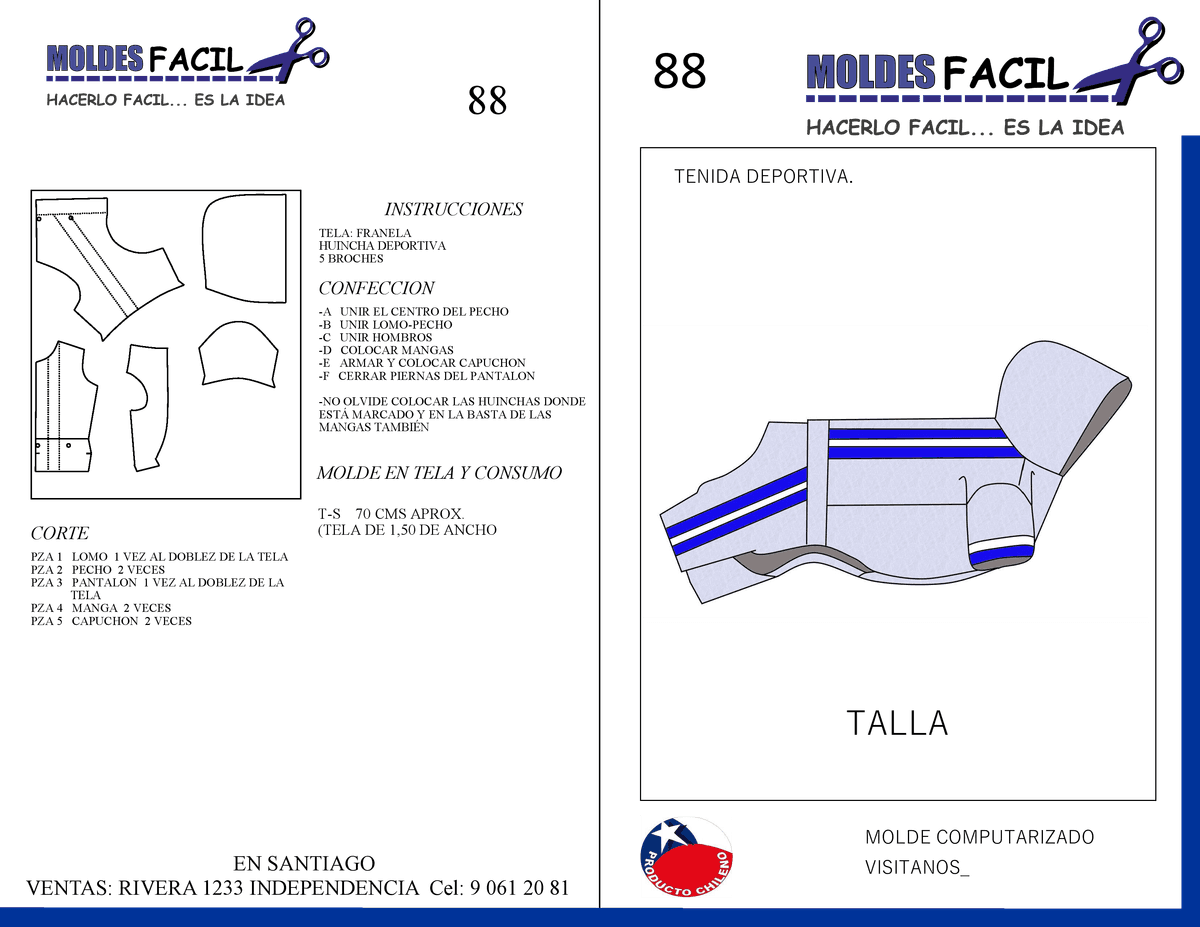 Patrón de costura TENIDA DEPORTIVA MASCOTA — Moldes Fácil