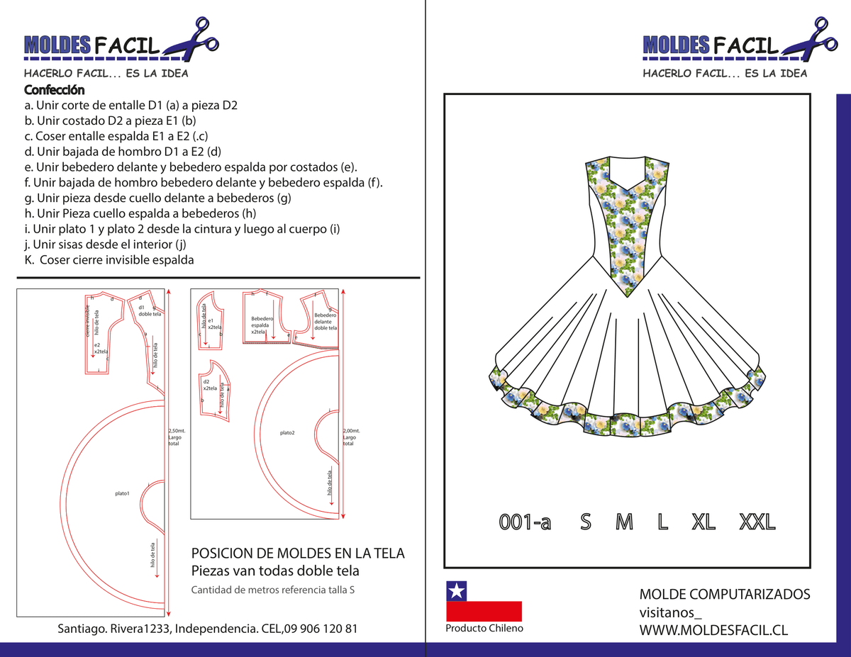 Patrón de costura Vestido de Huasa — Moldes Fácil