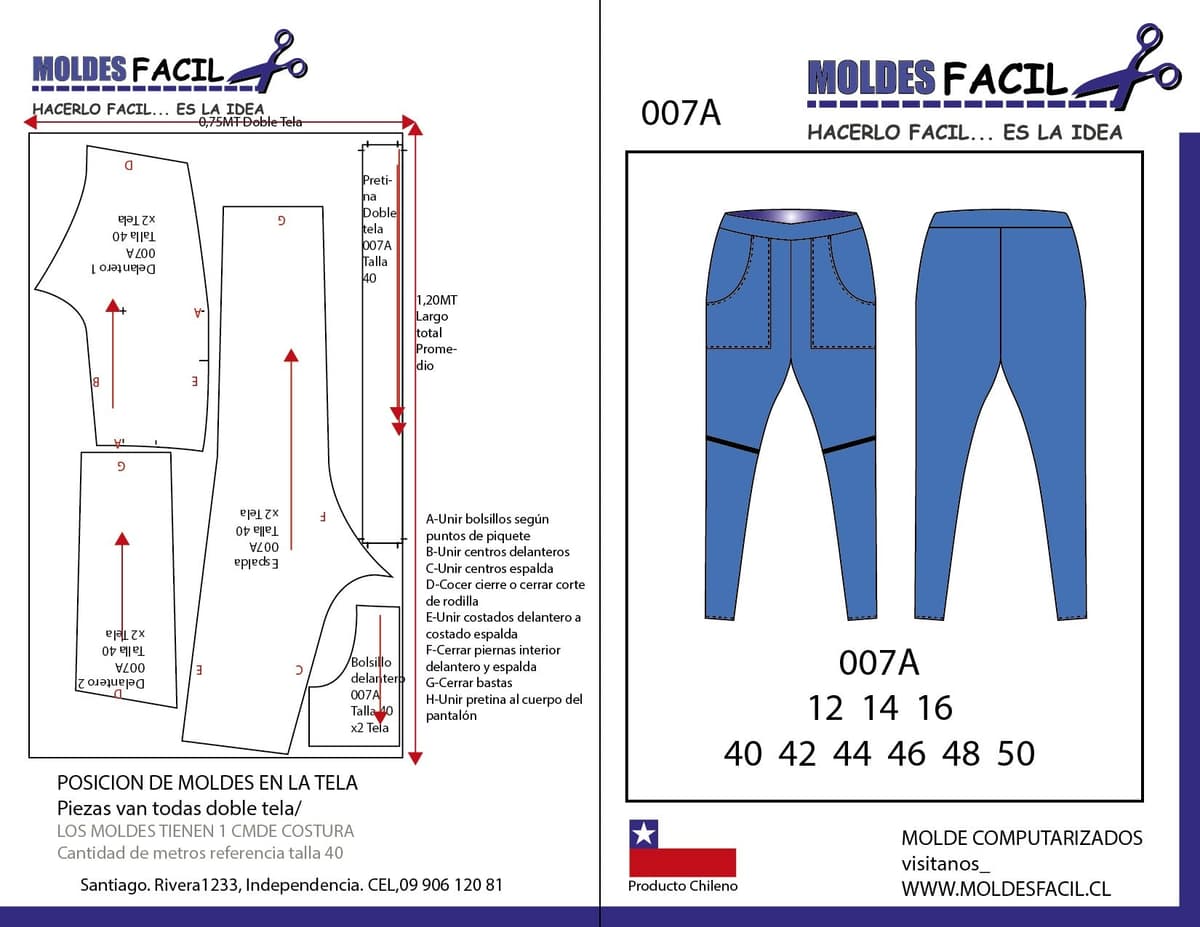 Patrón de costura Pantalón jogger — Moldes Fácil