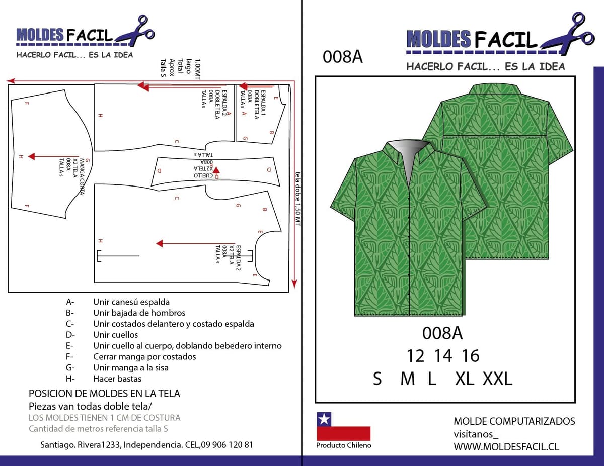 Patrón de costura CAMISA HAWAIANA — Moldes Fácil