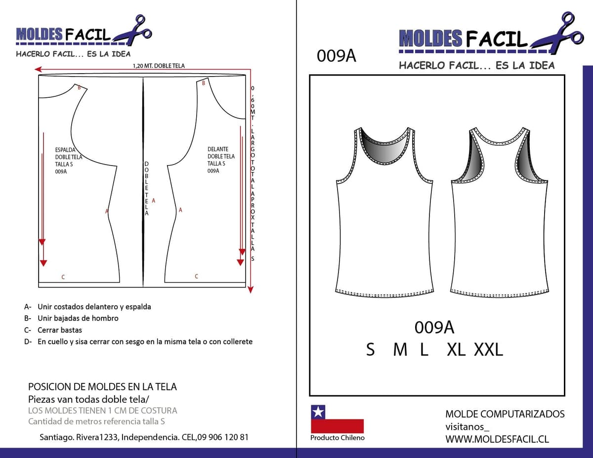 Patrón de costura POLERA MUSCULOSA Mujer — Moldes Fácil