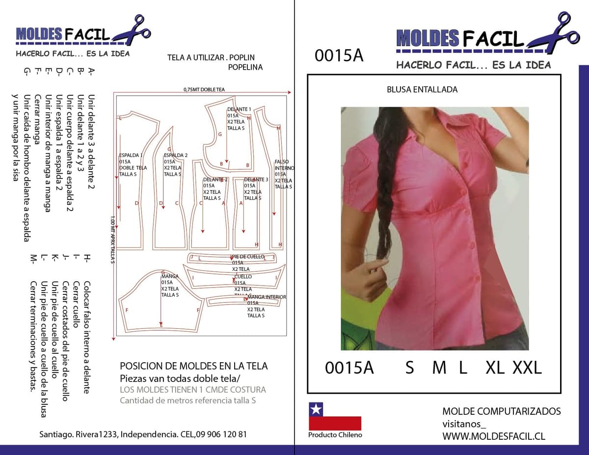 Patrón de costura BLUSA ENTALLADA — Moldes Fácil