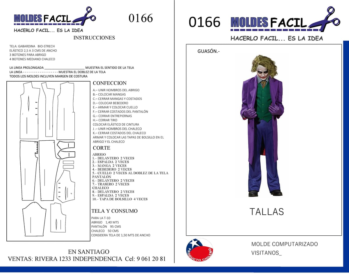 Patrón de costura Guasón — Moldes Fácil
