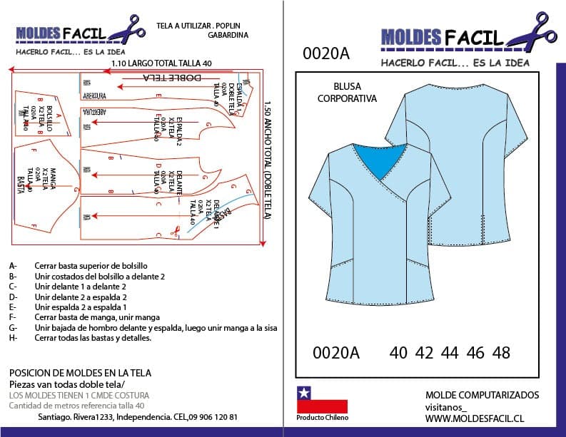 Patrón de costura Blusa Corporativa — Moldes Fácil