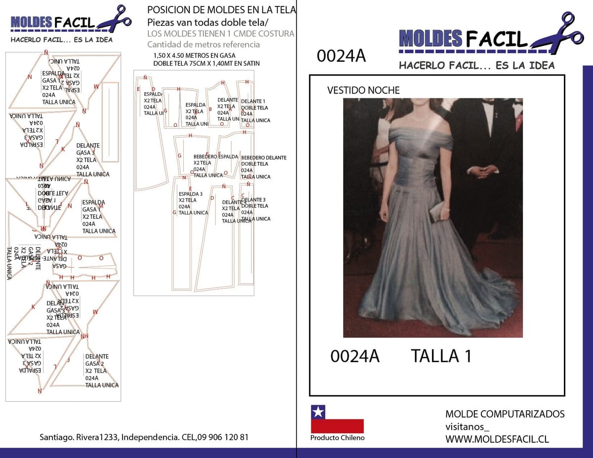 Patrón de costura Vestido noche — Moldes Fácil