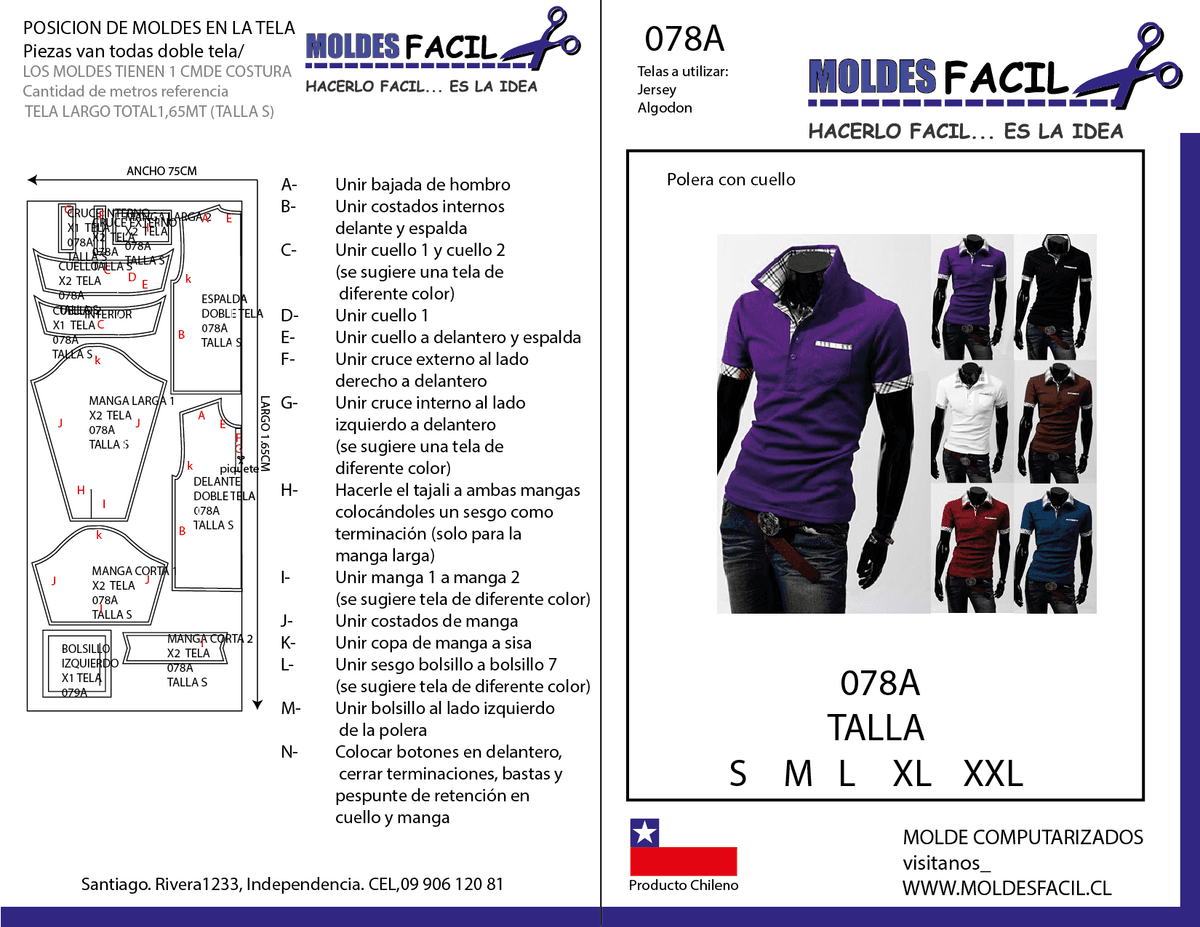 Patrón de costura POLERA CON CUELLO — Moldes Fácil