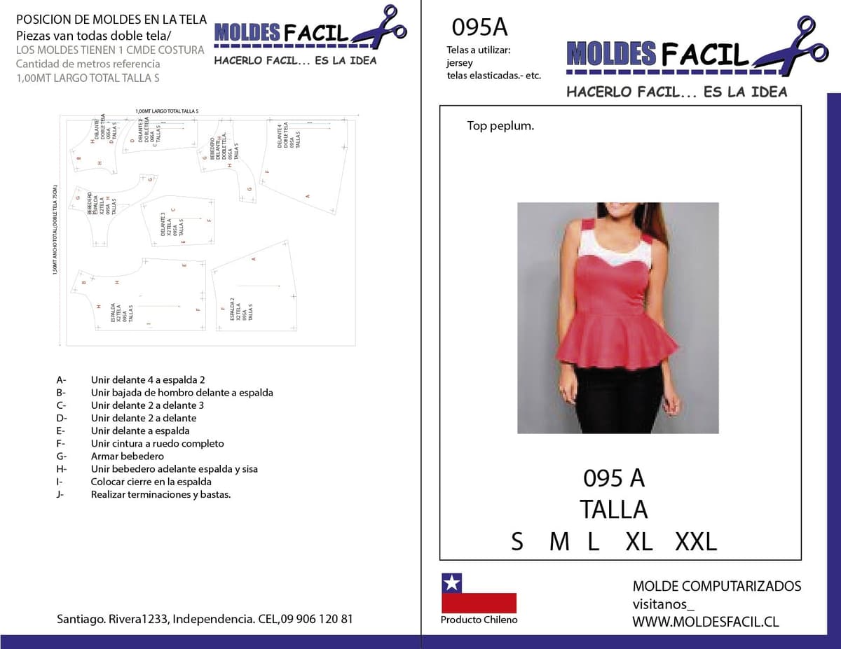 Patrón de costura TOP PEPLUM — Moldes Fácil