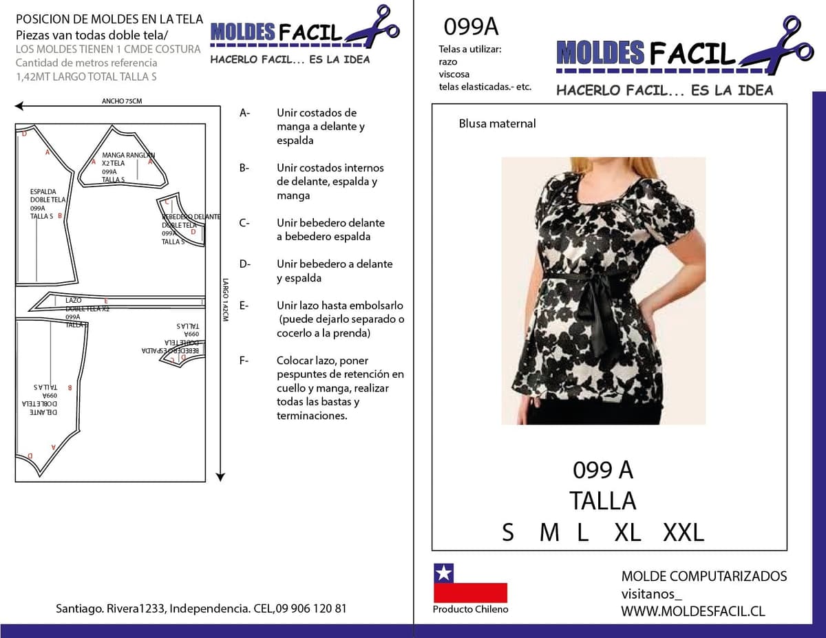 Patrón de costura BLUSA MATERNAL — Moldes Fácil