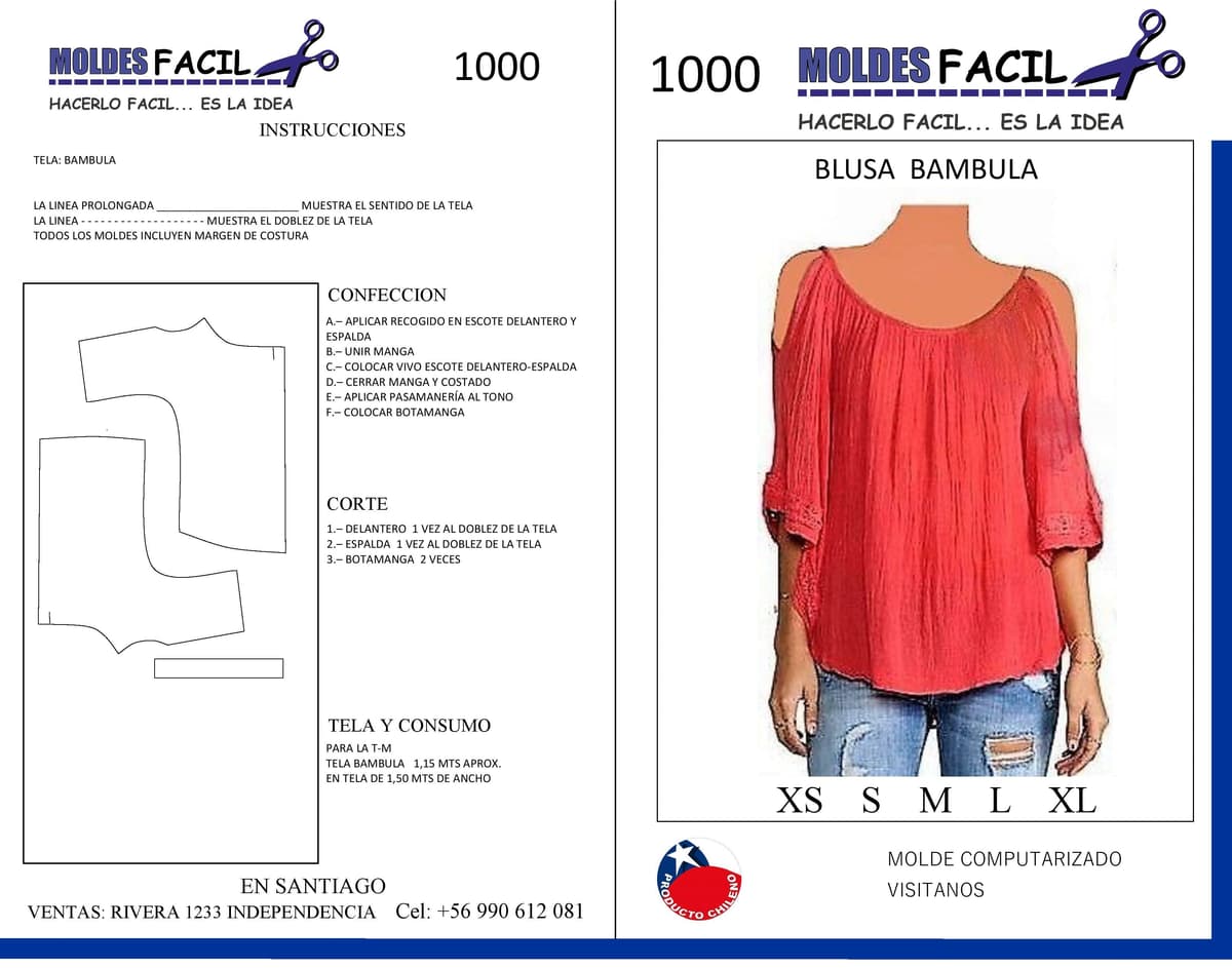 Patrón de costura BLUSA BAMBULA — Moldes Fácil