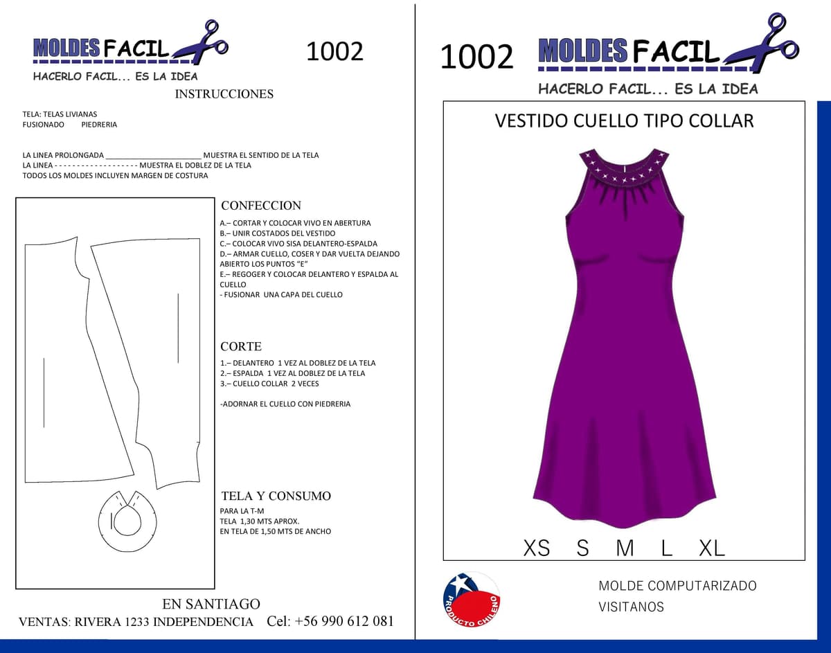 Patrón de costura Vestido Cuello Tipo Polar — Moldes Fácil