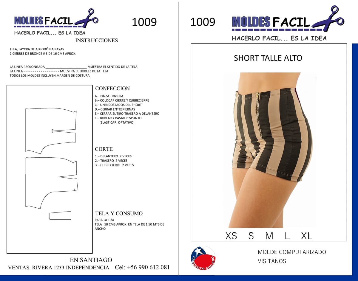 Patrón de costura Short talle alto — Moldes Fácil