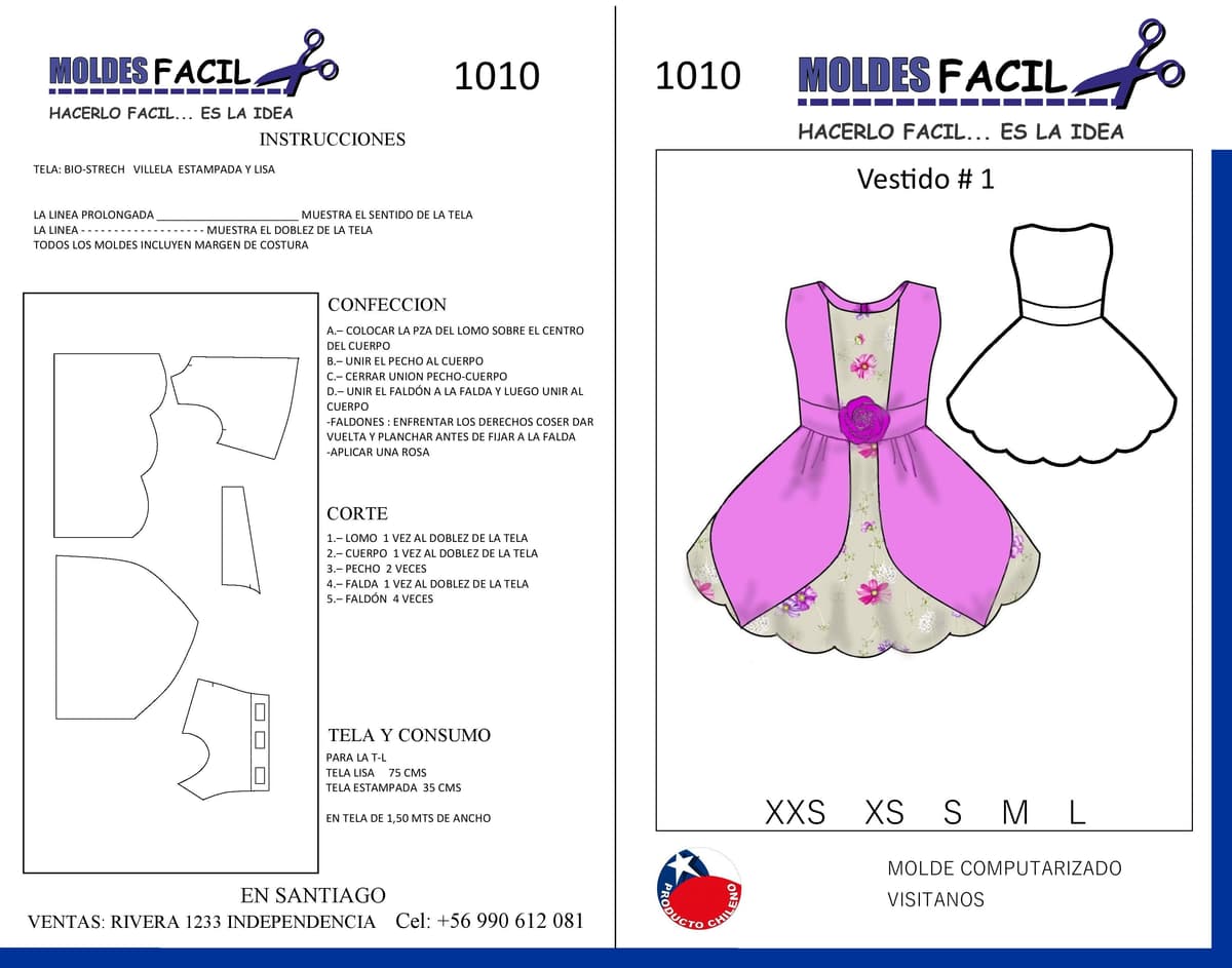 Patrón de costura Vestido para mascota — Moldes Fácil