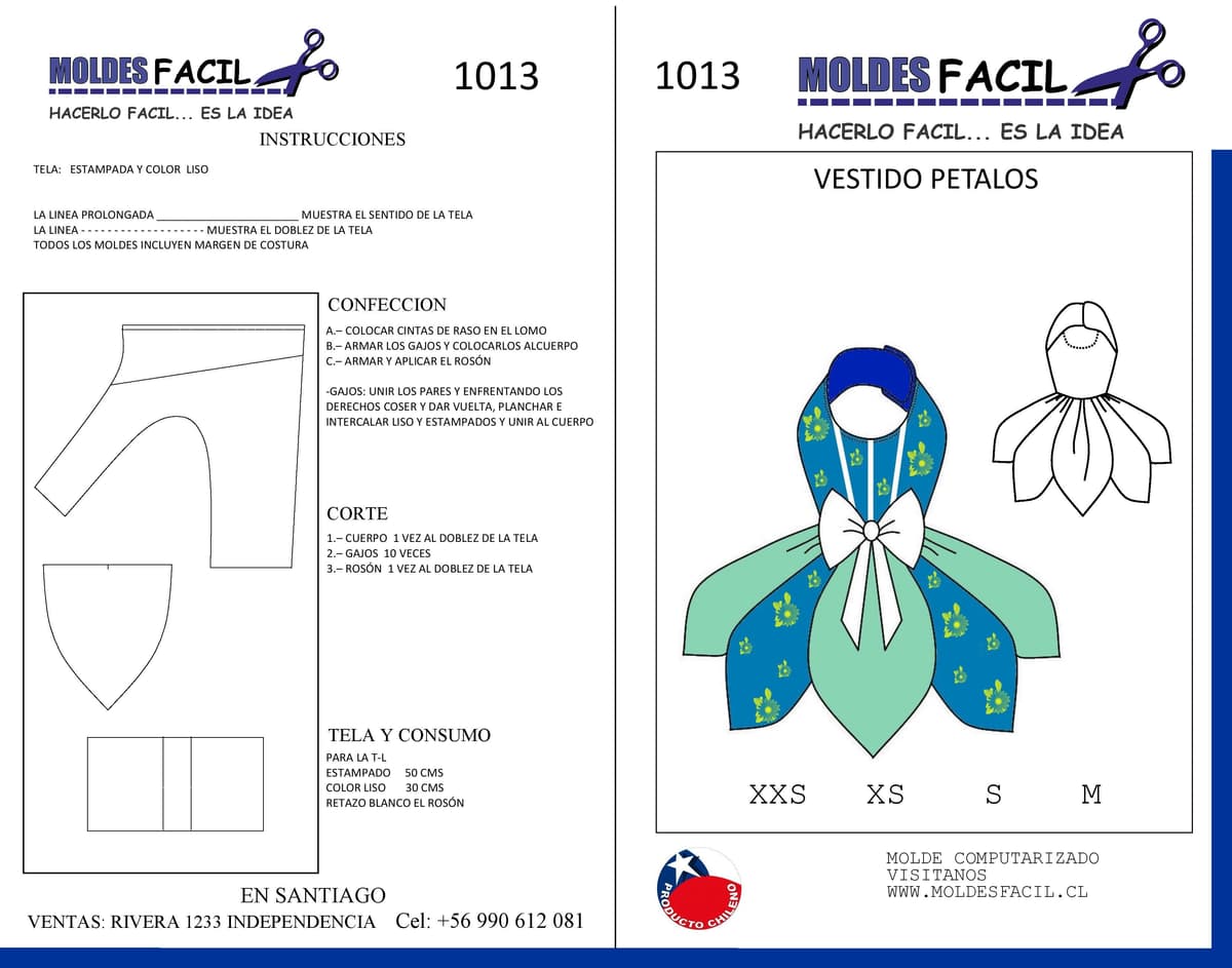 Patrón de costura Vestido pétalos — Moldes Fácil