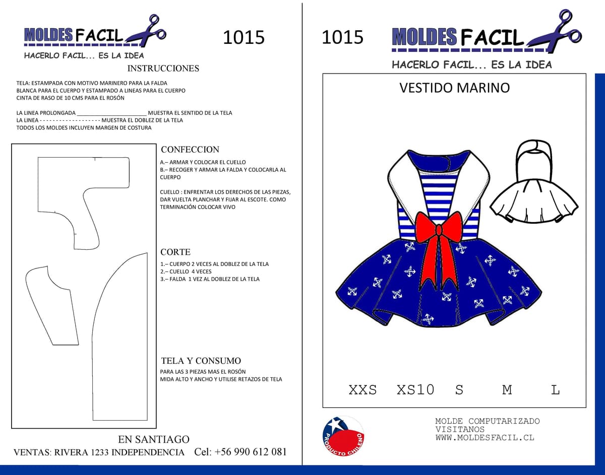 Patrón de costura Vestido Marinera — Moldes Fácil