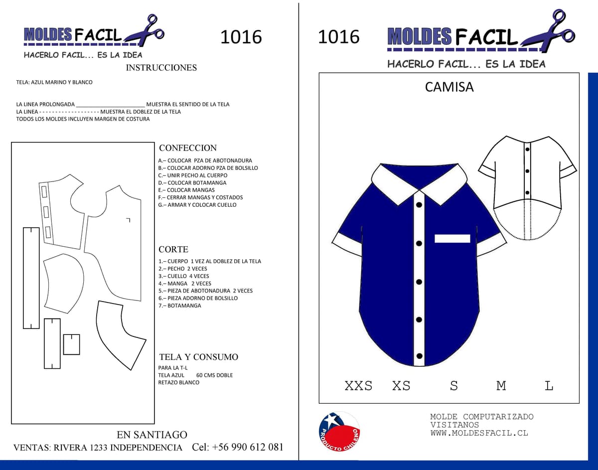 Patrón de costura Camisa — Moldes Fácil