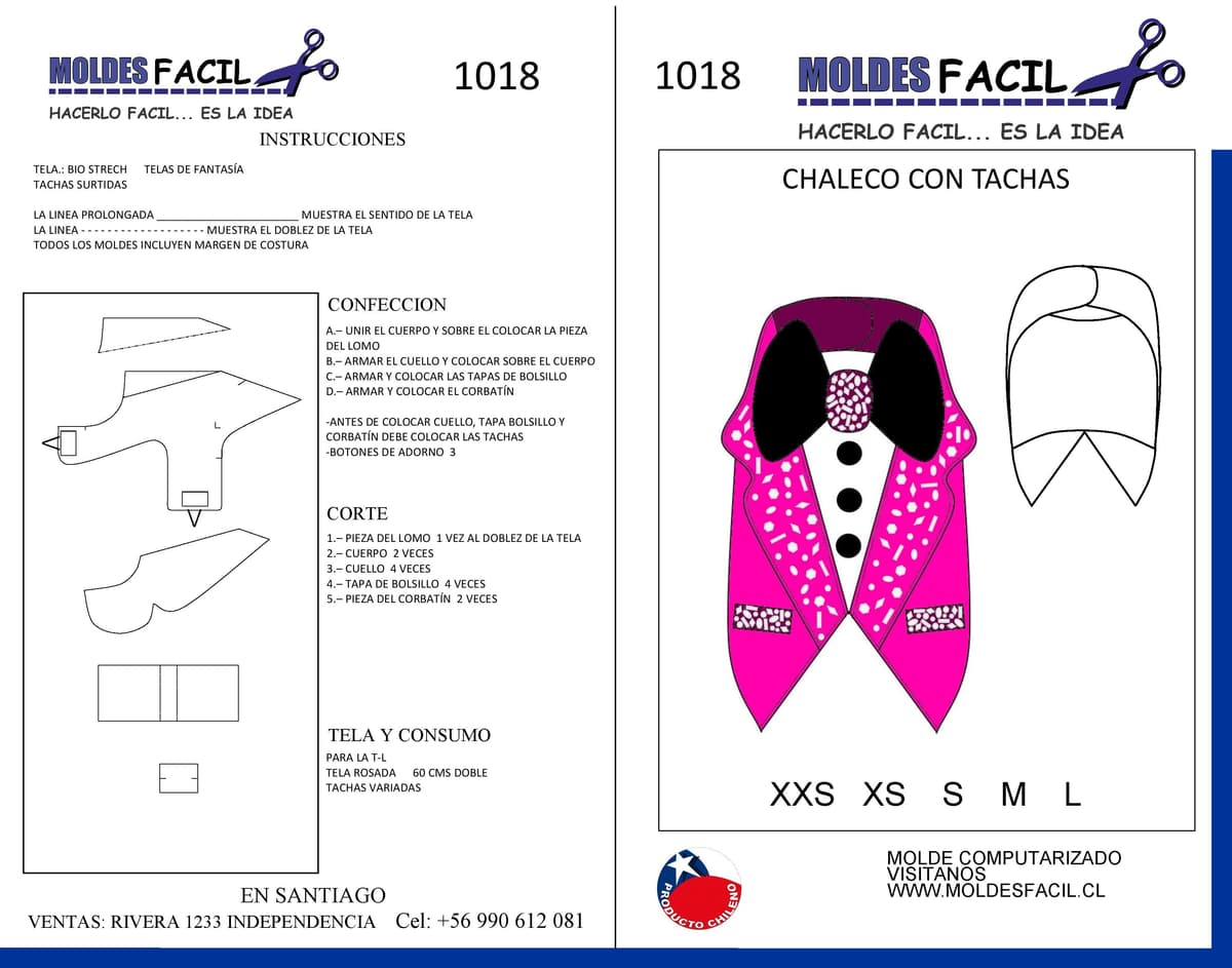 Patrón de costura Chaleco con tachas — Moldes Fácil