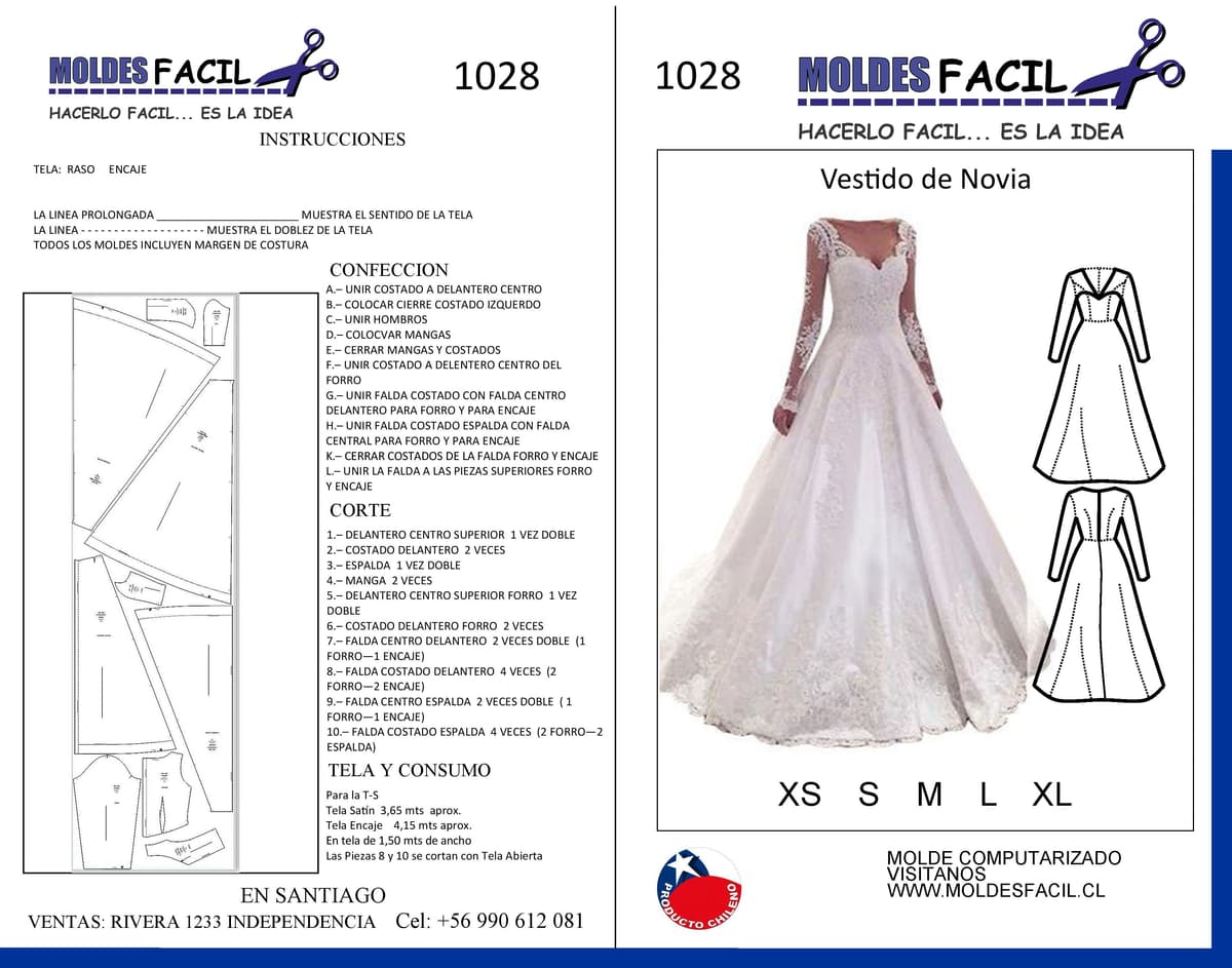 Patrón de costura Vestido de novia — Moldes Fácil