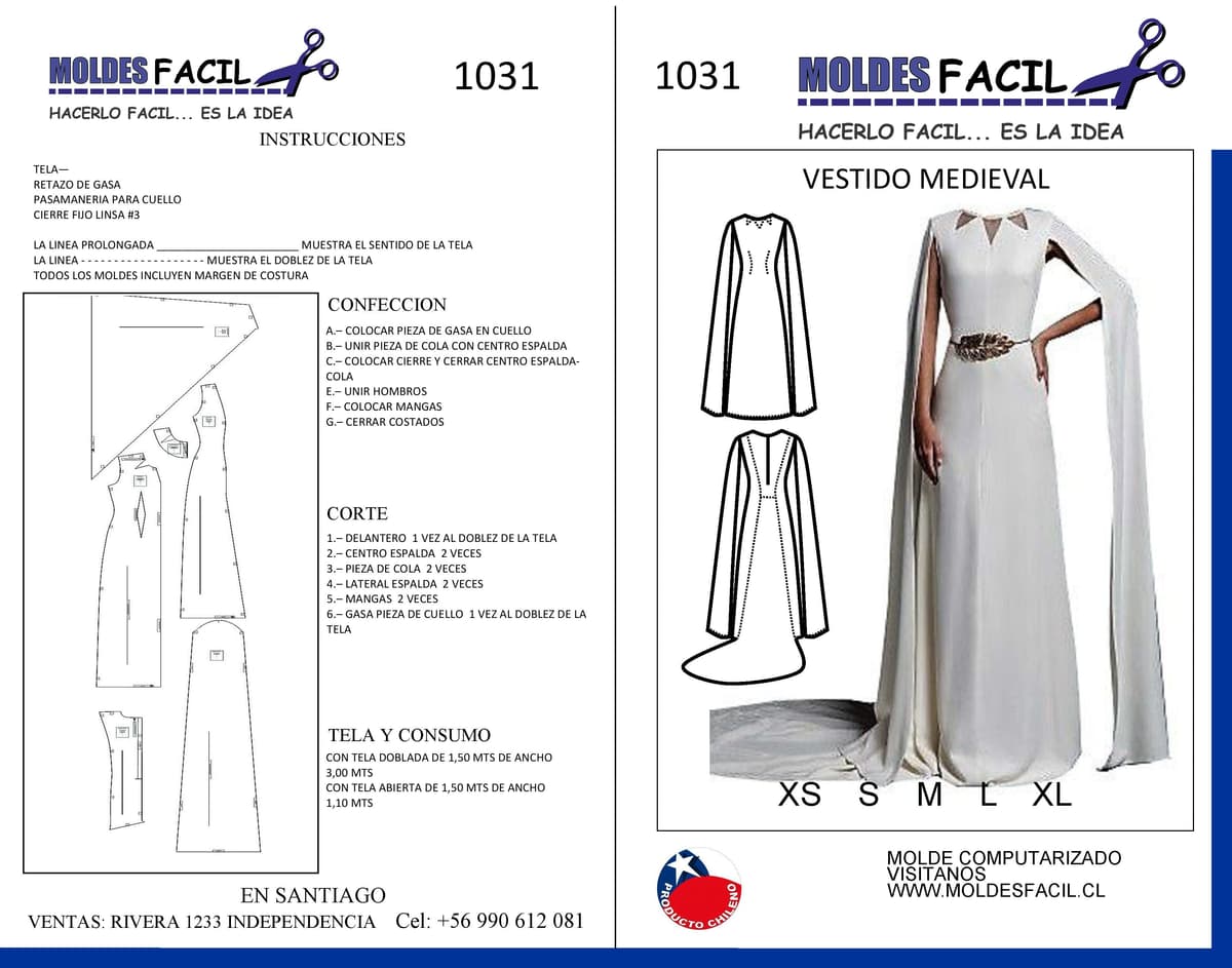 Patrón de costura Vestido medieval — Moldes Fácil