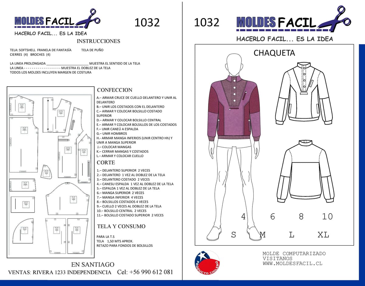 Patrón de costura CHAQUETA — Moldes Fácil