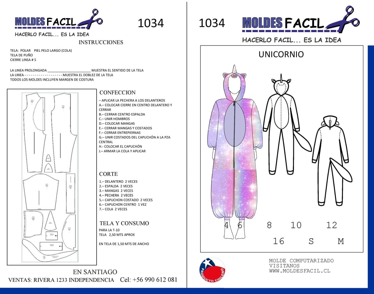 Patrón de costura Diafraz de Unicornio — Moldes Fácil