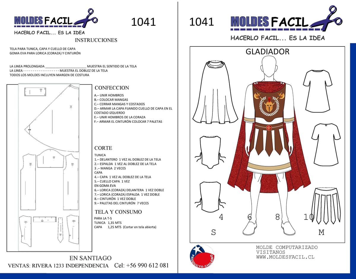 Patrón de costura Gladiador — Moldes Fácil