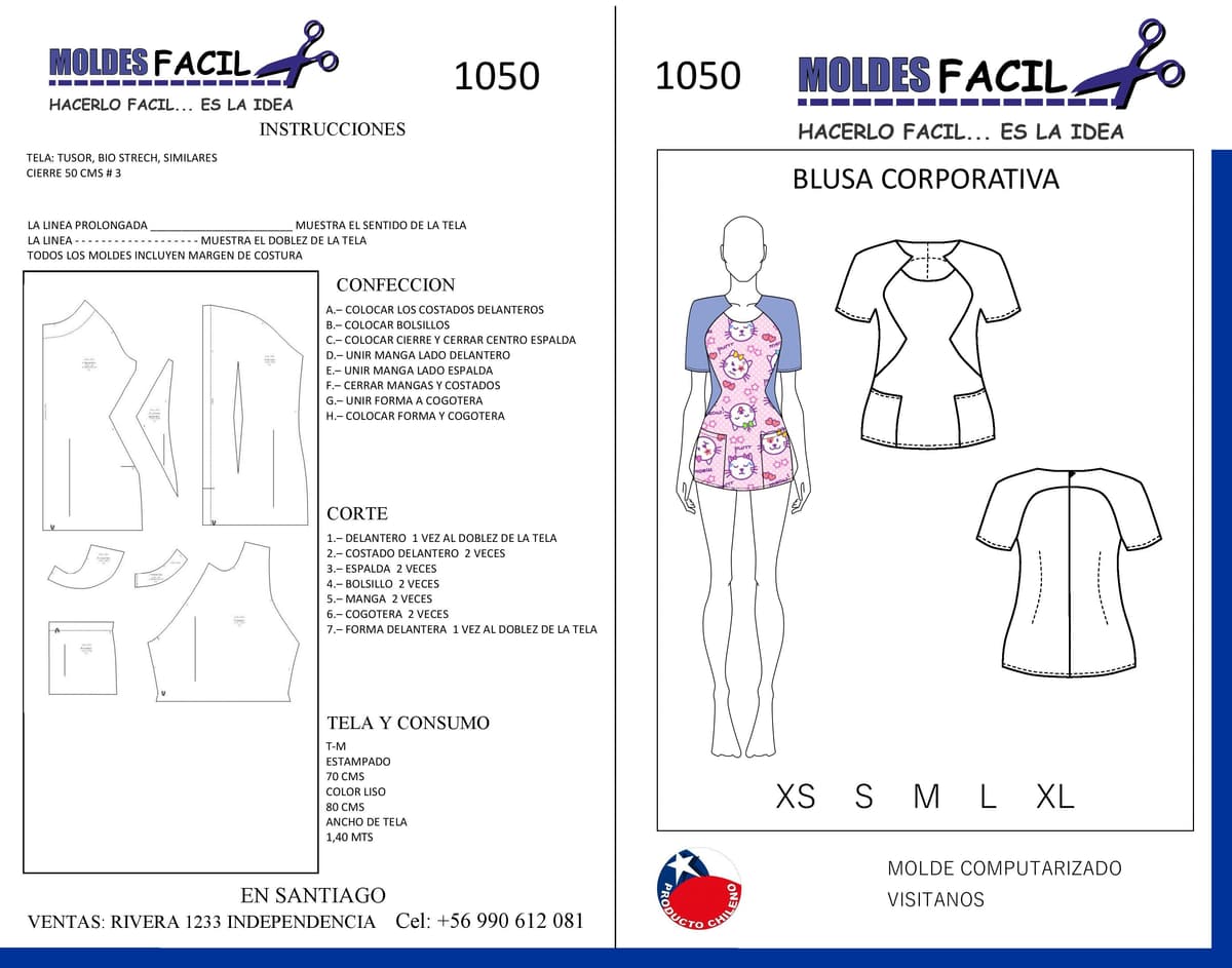 Patrón de costura Blusa Corporativa — Moldes Fácil