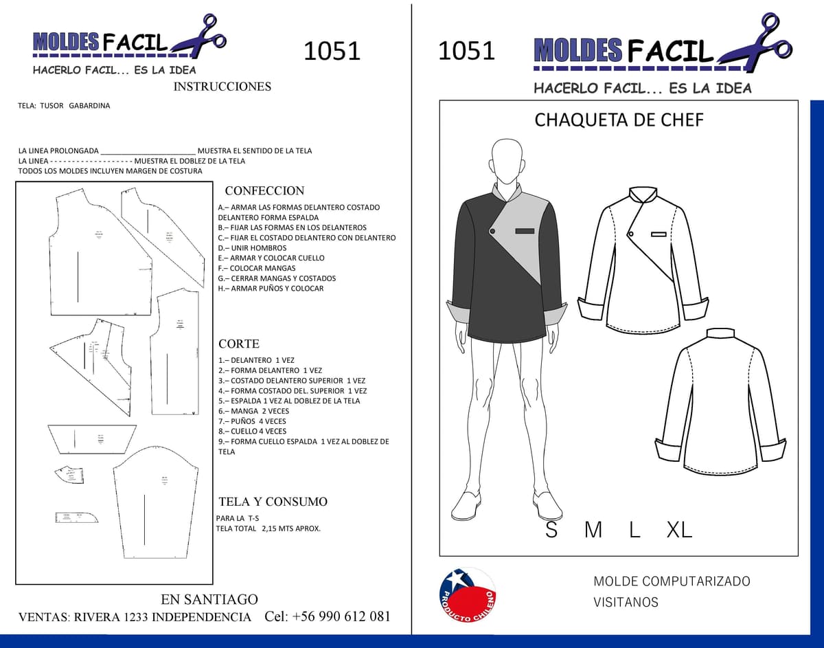Patrón de costura Chaqueta de Chef — Moldes Fácil