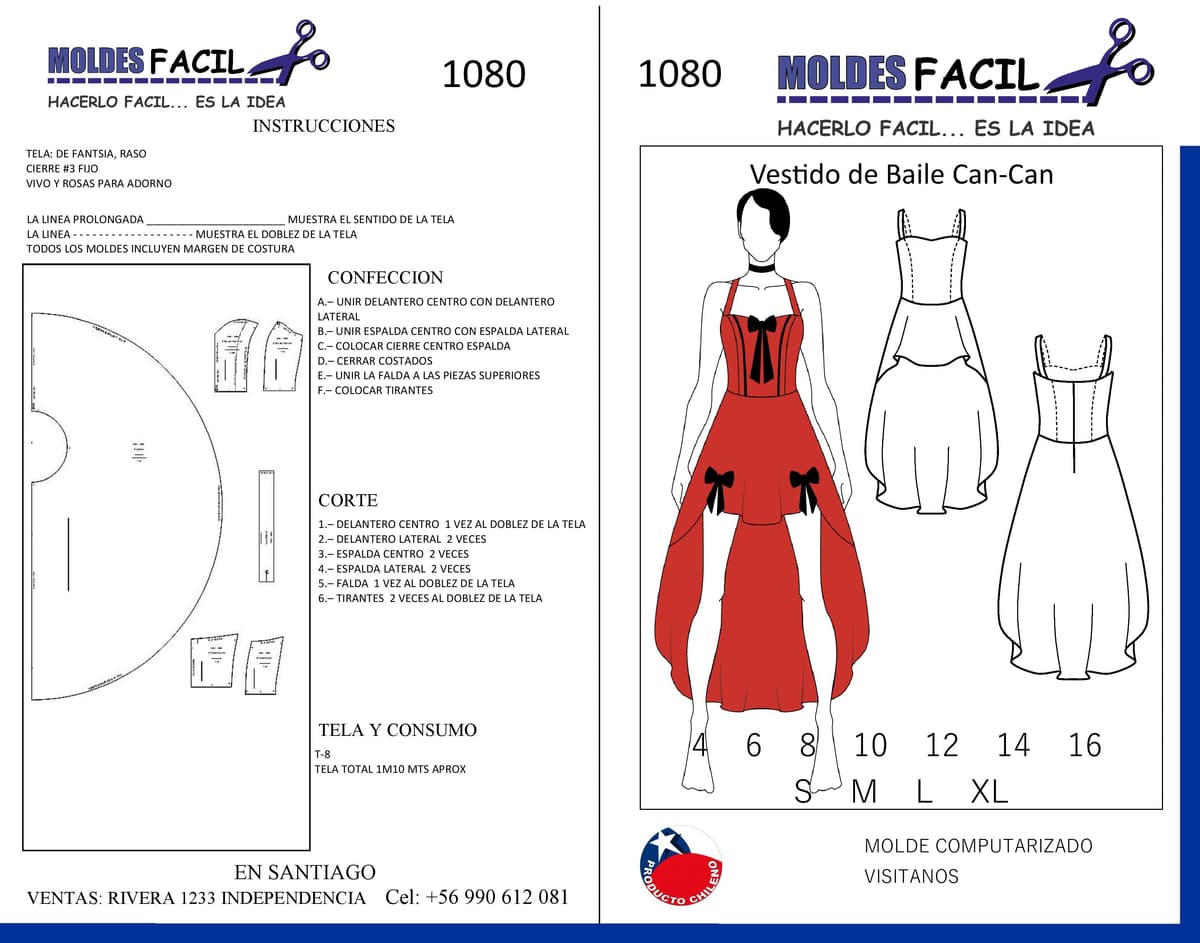 Patrón de costura Vestido Can can — Moldes Fácil